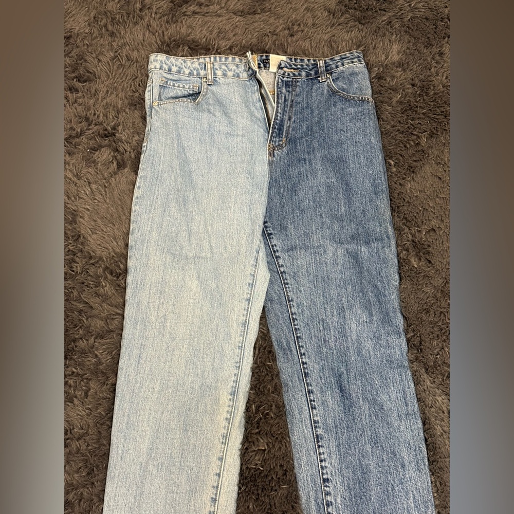 Fashion Nova Two-Tone Straight Leg Jeans